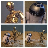 Artoo continues to make beeping sounds. THREEPIO: "What mission? What are you talking about? I've had just about enough of you! Go that way! You'll be malfunctioning within a day, you nearsighted scrap pile!" Threepio gives the little robot a kick and starts off in the direction of the vast dune sea. THREEPIO: "And don't let me catch you following me begging for help, because you won't get it." #starwars #anhwt #starwarstoycrew #jbscrew #blackdeathcrew #starwarstoypix #toyshelf